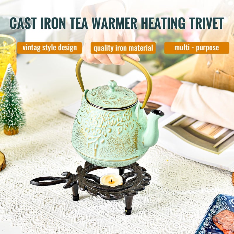 Sungmor Cast Iron Tealight Warmer with Pretty Flame Shape Design, Functional Table Trivet Candle Holder for Warm Dishes, Pots, Soups, Milks, Teas, Coffee, Great Heater for Melt Butter, Sealing Wax - Image 3